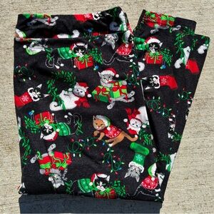 Christmas Cat Print Cropped Leggings Size 3X- 4X